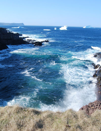 North Atlantic Ocean with icebergs in Canada